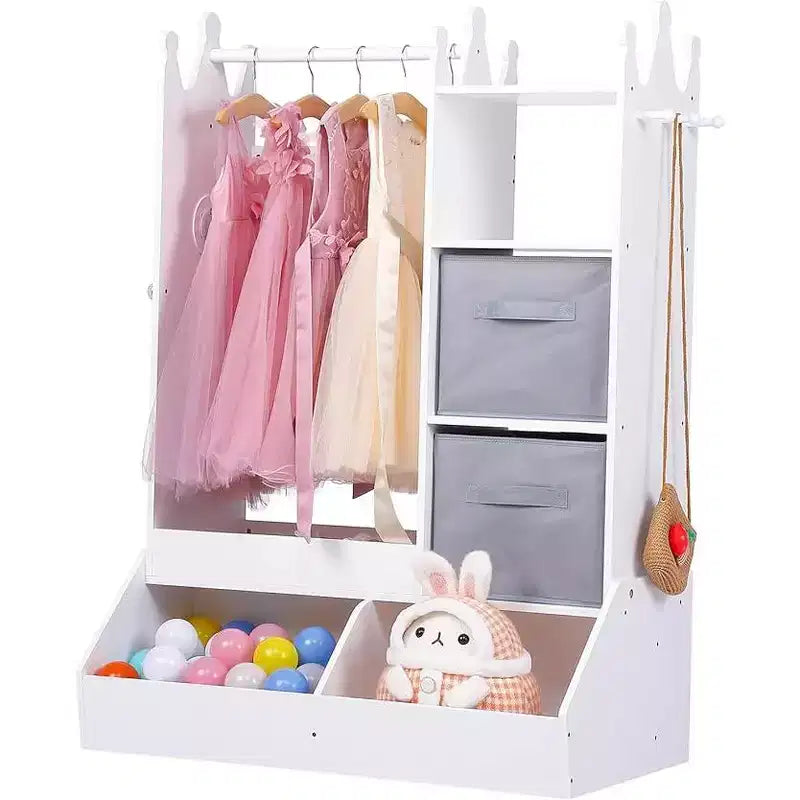 Kids Dress-Up Storage Wardrobe with Mirror