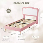 Upholstered Kids Bed Frame with Scallop Headboard | Twin & Full Size