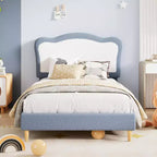 Upholstered Kids Bed Frame with Scallop Headboard | Twin & Full Size