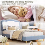 Upholstered Kids Bed Frame with Scallop Headboard | Twin & Full Size