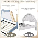 Upholstered Kids Bed Frame with Scallop Headboard | Twin & Full Size