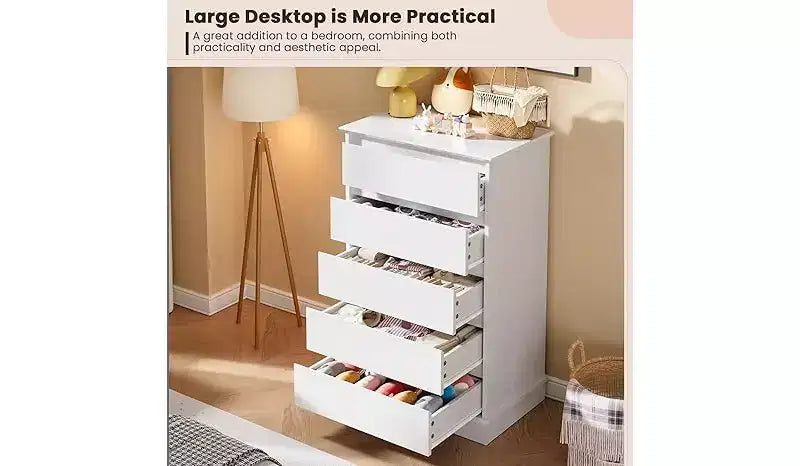 5-Drawer Chest of Drawers with Wide Top