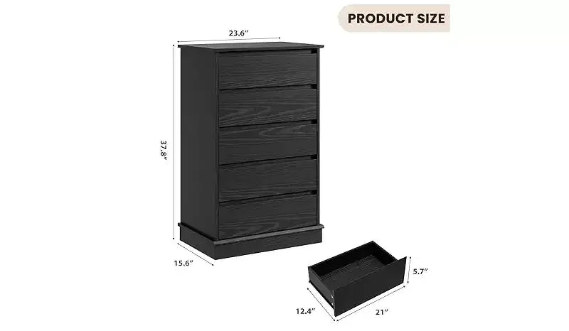 5-Drawer Chest of Drawers with Wide Top