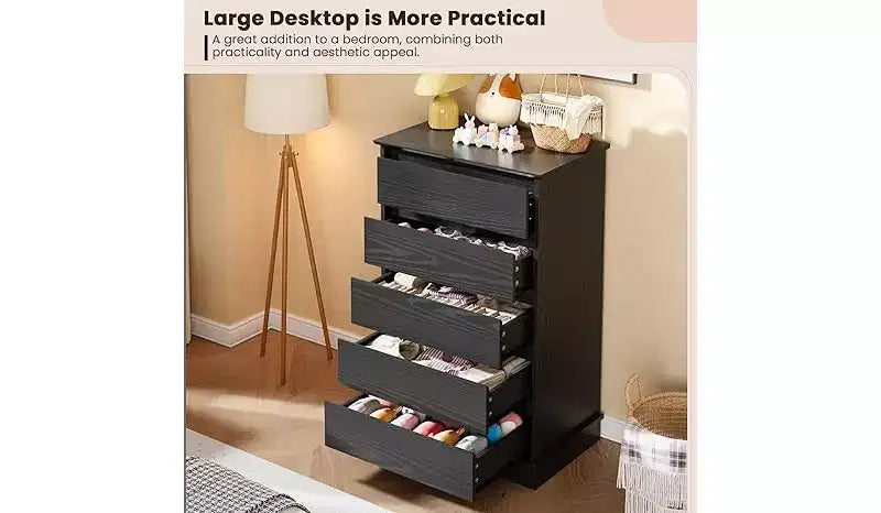 5-Drawer Chest of Drawers with Wide Top