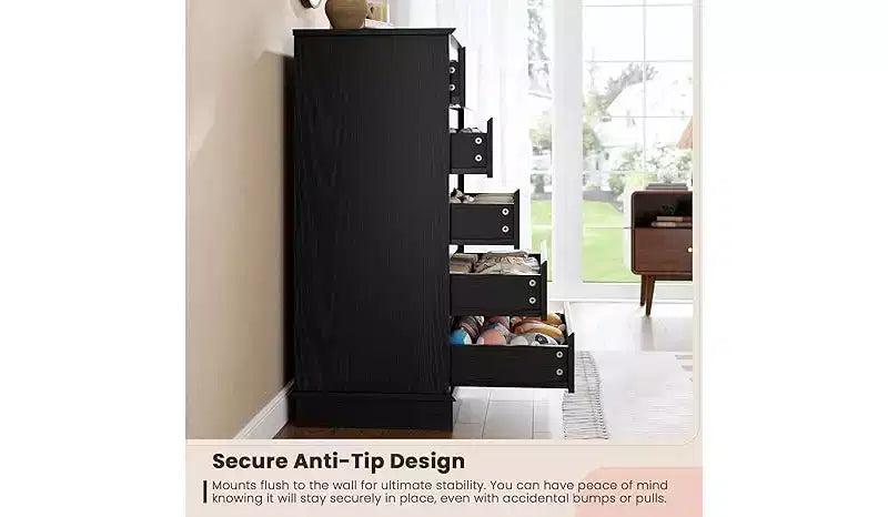 5-Drawer Chest of Drawers with Wide Top