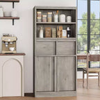 Tall Storage Cabinet with Open Shelves, Drawers and Enclosed Cabinet