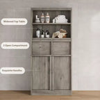 Tall Storage Cabinet with Open Shelves, Drawers and Enclosed Cabinet