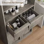 Tall Storage Cabinet with Open Shelves, Drawers and Enclosed Cabinet