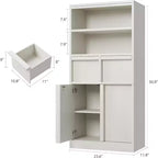Tall Storage Cabinet with Open Shelves, Drawers and Enclosed Cabinet