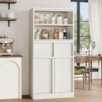 Tall Storage Cabinet with Open Shelves, Drawers and Enclosed Cabinet