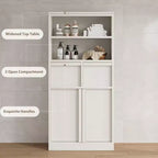 Tall Storage Cabinet with Open Shelves, Drawers and Enclosed Cabinet