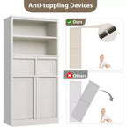 Tall Storage Cabinet with Open Shelves, Drawers and Enclosed Cabinet