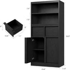 Tall Storage Cabinet with Open Shelves, Drawers and Enclosed Cabinet