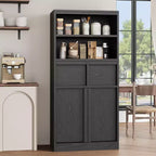 Tall Storage Cabinet with Open Shelves, Drawers and Enclosed Cabinet