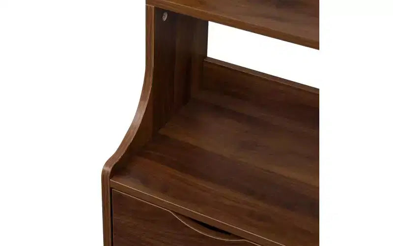 4-Tier Open Bookshelf with 2 Drawers and Storage Cabinet