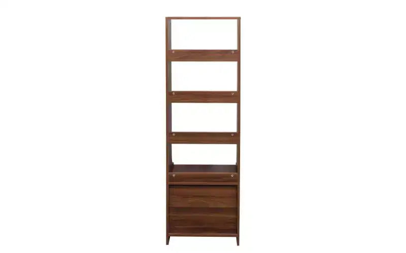 4-Tier Open Bookshelf with 2 Drawers and Storage Cabinet