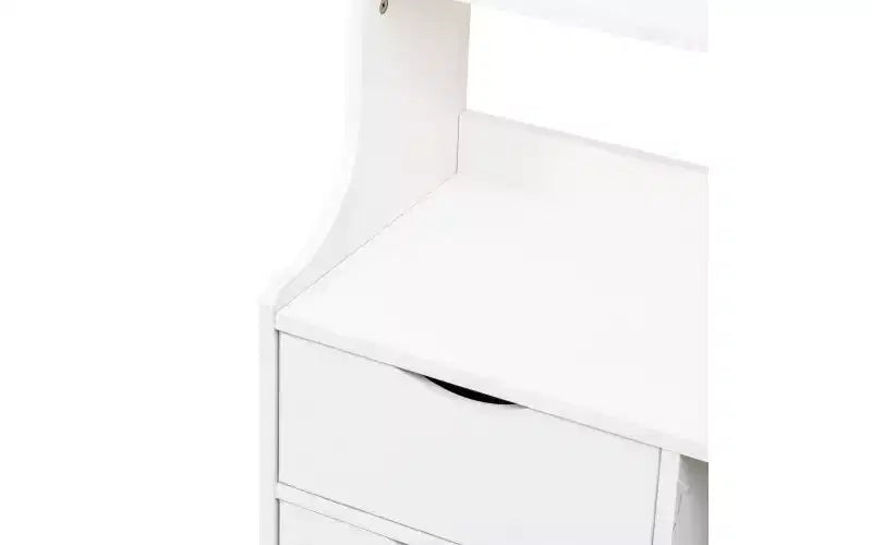 4-Tier Open Bookshelf with 2 Drawers and Storage Cabinet
