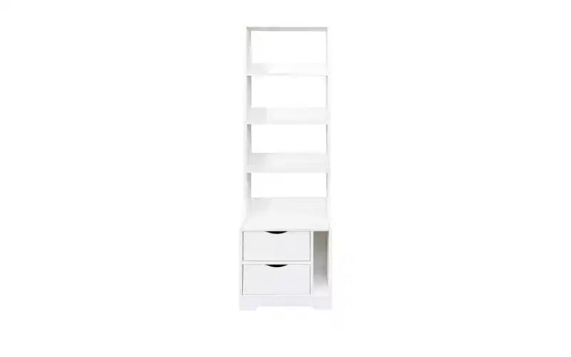 4-Tier Open Bookshelf with 2 Drawers and Storage Cabinet