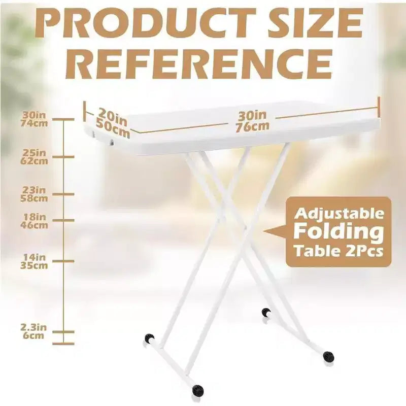 Height Adjustable Folding Table with Metal X-Frame