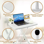 Height Adjustable Folding Table with Metal X-Frame