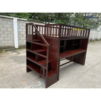 Twin Loft Bed with Movable Desk, Storage Stairs & Shelf – No Box Spring Required