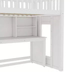 Twin Loft Bed with Movable Desk, Storage Stairs & Shelf – No Box Spring Required