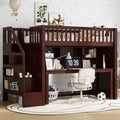 Bellemave Twin Loft Bed with Movable Desk, Storage Stairs & Shelf,No Box Spring Required