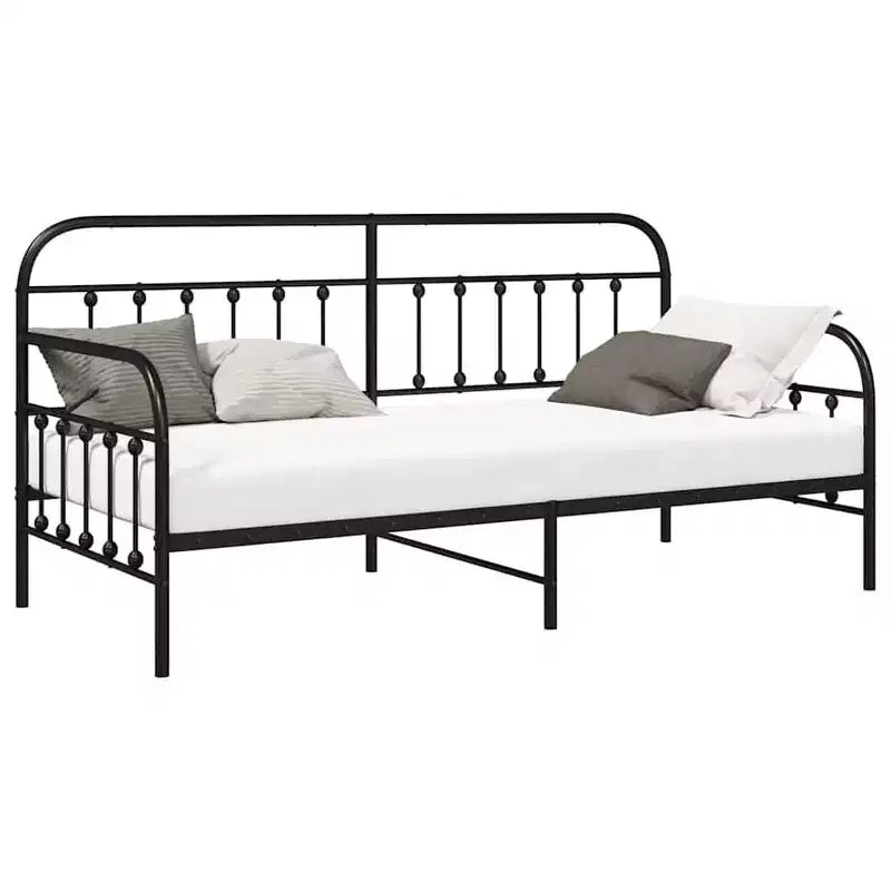 Steel Daybed Frame with Headboard - Black 39.4 x 78.7 without Trundle