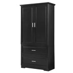 Tall Bathroom Storage Cabinet with 2 Doors, 2 Drawers and Adjustable Shelf, MDF