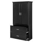 Tall Bathroom Storage Cabinet with 2 Doors, 2 Drawers and Adjustable Shelf, MDF