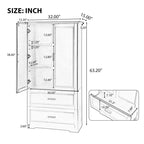 Tall Bathroom Storage Cabinet with 2 Doors, 2 Drawers and Adjustable Shelf, MDF
