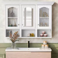 47 Inch Wall Mounted Cabinet with Mirror and Storage Shelves