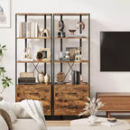 4-Shelf Bookcase with 2 Storage Drawers, 70.9 Inch Tall Open Display Shelf