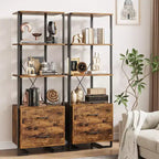 4-Shelf Bookcase with 2 Storage Drawers, 70.9 Inch Tall Open Display Shelf