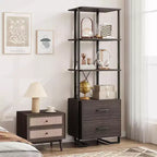 4-Shelf Bookcase with 2 Storage Drawers, 70.9 Inch Tall Open Display Shelf