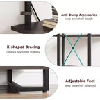 4-Shelf Bookcase with 2 Storage Drawers, 70.9 Inch Tall Open Display Shelf