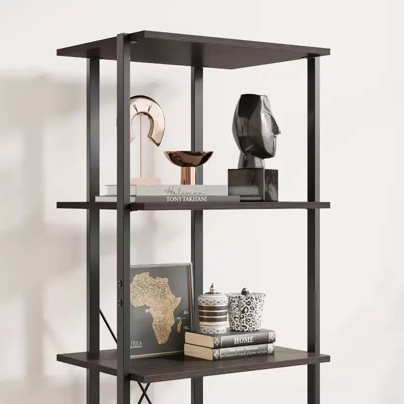 4-Shelf Bookcase with 2 Storage Drawers, 70.9 Inch Tall Open Display Shelf