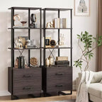 4-Shelf Bookcase with 2 Storage Drawers, 70.9 Inch Tall Open Display Shelf
