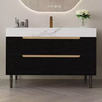 35.4" Bathroom Vanity with Undermount Sink, Sintered Stone Countertop, 4-Drawer Cabinet, Black and White