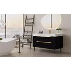 35.4" Bathroom Vanity with Undermount Sink, Sintered Stone Countertop, 4-Drawer Cabinet, Black and White