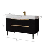 35.4" Bathroom Vanity with Undermount Sink, Sintered Stone Countertop, 4-Drawer Cabinet, Black and White