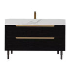 35.4" Bathroom Vanity with Undermount Sink, Sintered Stone Countertop, 4-Drawer Cabinet, Black and White