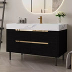 35.4" Bathroom Vanity with Undermount Sink, Sintered Stone Countertop, 4-Drawer Cabinet, Black and White