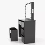 Vanity Bench with Soft Padded Cushion, Makeup Stool, Sturdy Seat for Bedroom and Dressing Room, Black