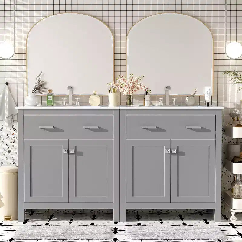 60-Inch Double Sink Bathroom Vanity with Cabinet