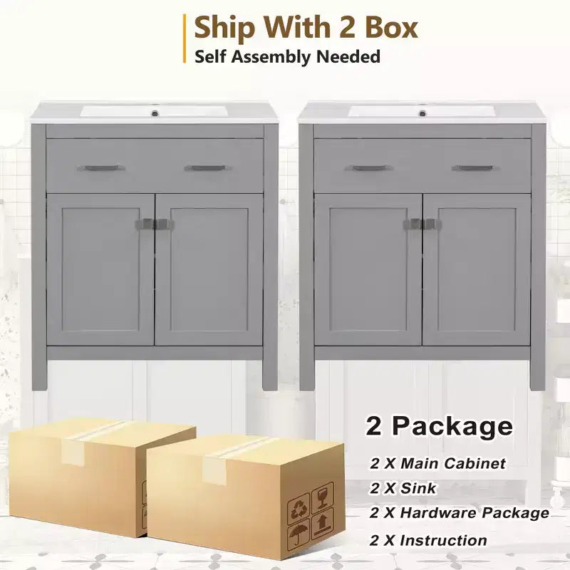 60-Inch Double Sink Bathroom Vanity with Cabinet
