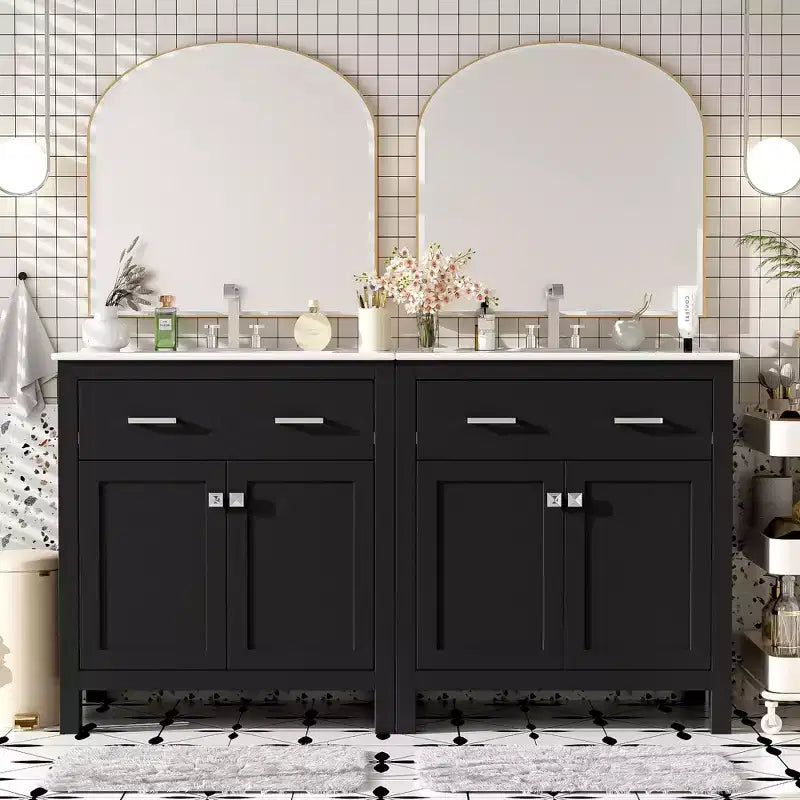 60-Inch Double Sink Bathroom Vanity with Cabinet