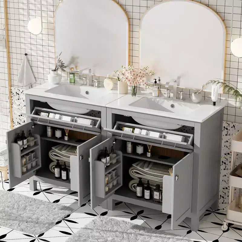 60-Inch Double Sink Bathroom Vanity with Cabinet