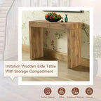 Wood Grain Texture Veneer Console Table with 2 Drawers – Farmhouse Sofa Table for Living Room & Hallway