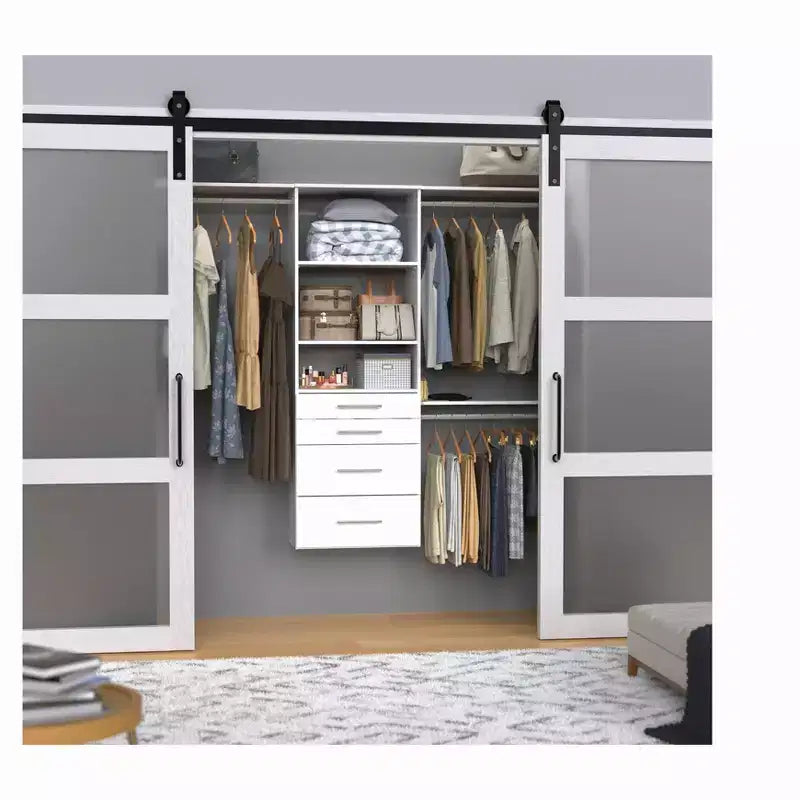 25 in. Hanging Tower with 3 Top Shelves & 4 Modern Drawers Kit
